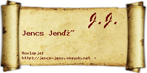 Jencs Jenő névjegykártya